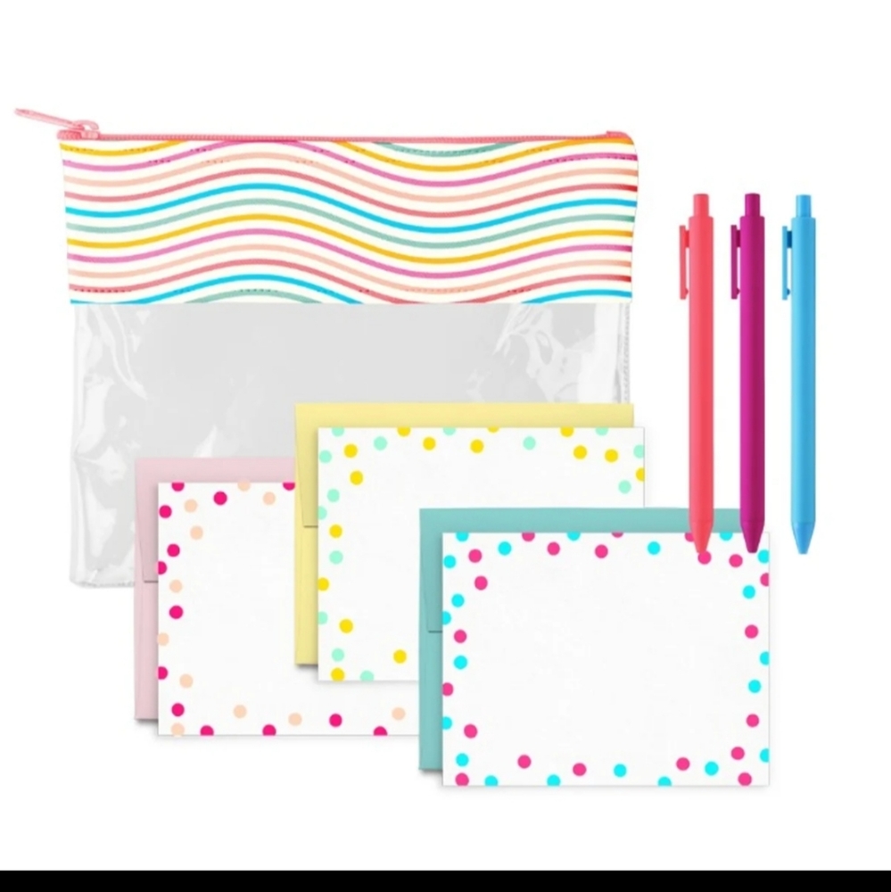 Stationery Gits Set. Pen Pal Office + Party Supplies. NWOT. Sealed Zippered Bag.